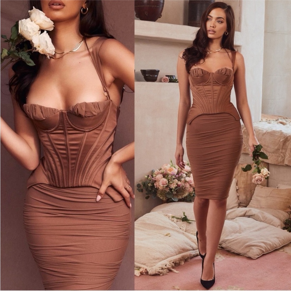 House of CB Brown Midi Dress